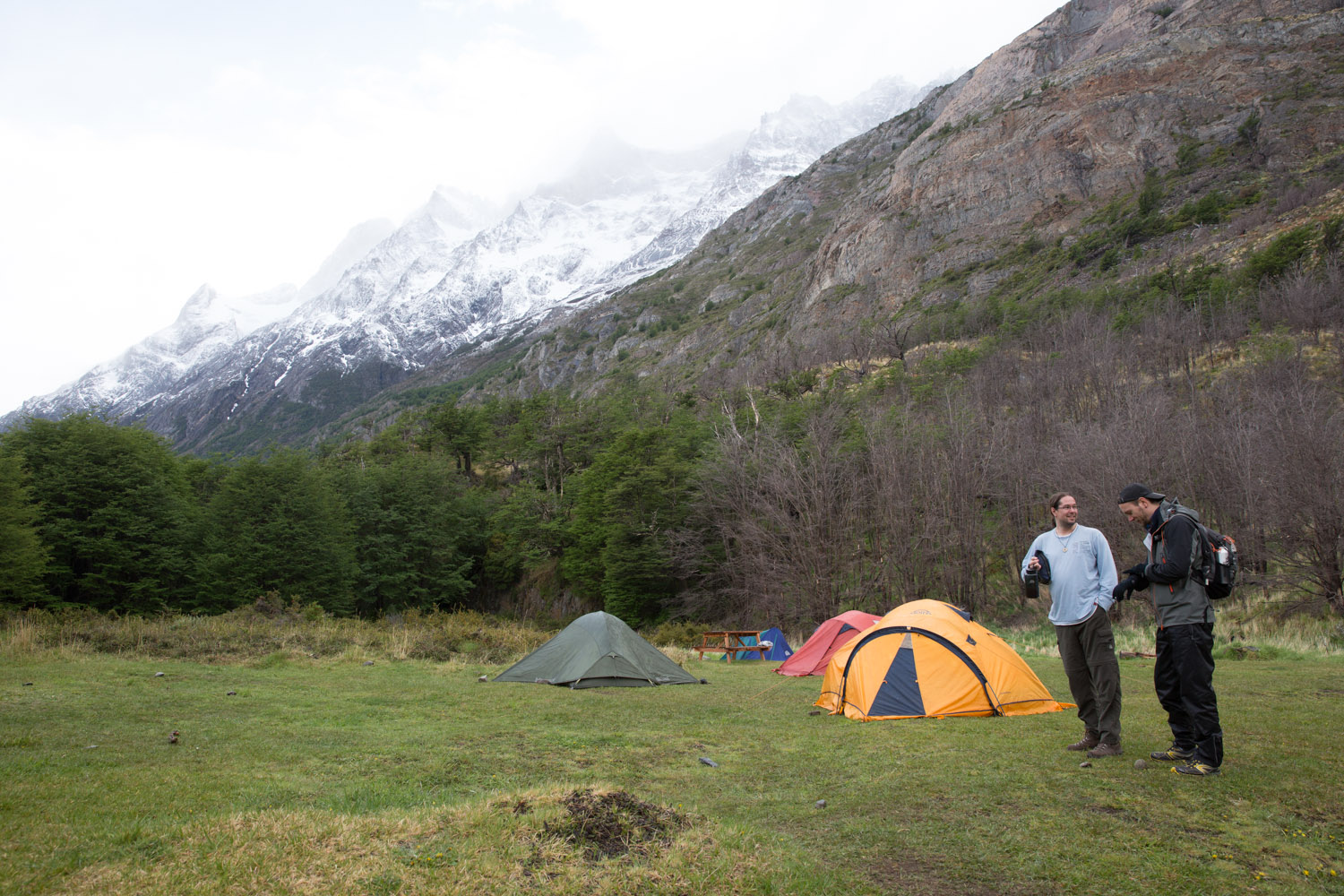 Campamento en refugio Grey, Torres del Paine, Chile