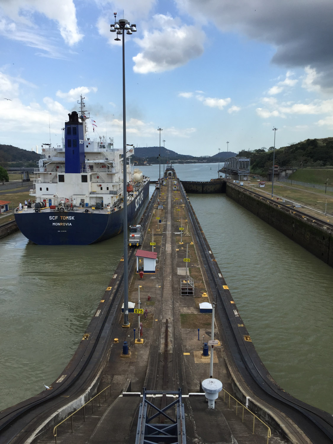 Vista de las esclusas de Miraflores desde el edificio de control, Canal de Panamá