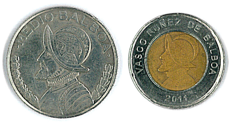 Monedas de un y medio balboa panameño