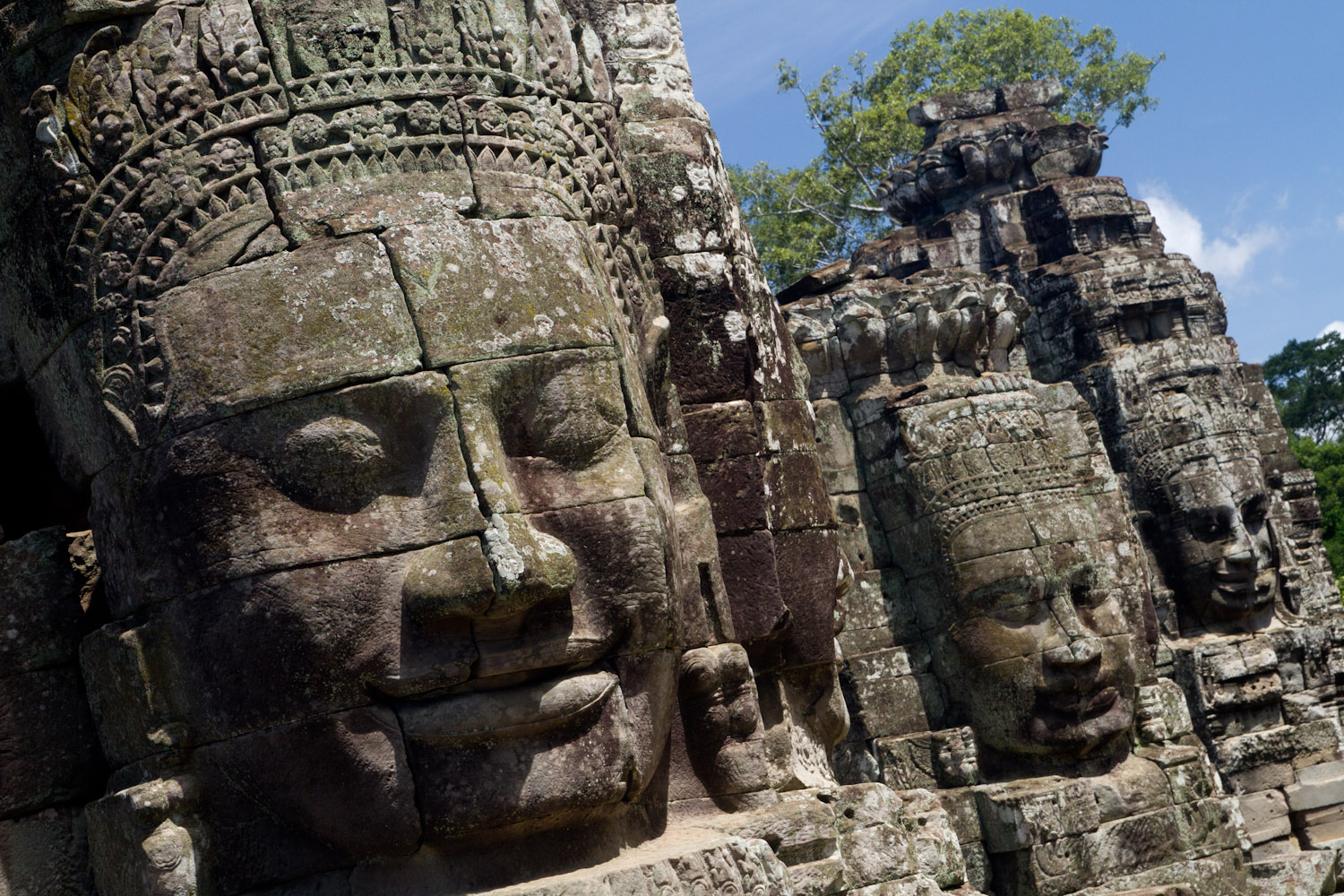 Caras de piedra en Bayon, Siem Riep, Camboya