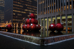 Adornos de Navidad en Rockefeller Center, Nueva York, EE.UU.