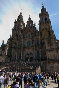 Vista desde la plaza del Obradoiro de la Catedral de Santiago de Compostela, España