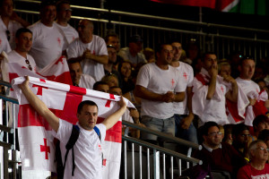 Fans de Georgia apoyando a sus luchadores en las Olimpiadas de Londres 2012