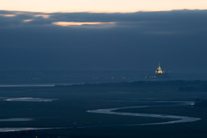 Panorámica del Mont-Saint-Michel desde Avranches, Normandía, Francia