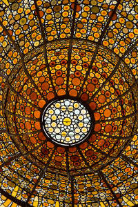 Detalle de la claraboya del Palau de la Música Catalana, Barcelona, España
