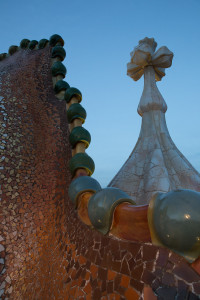 Detalle de la bóveda de la fachada de la Casa Batlló, Barcelona, España