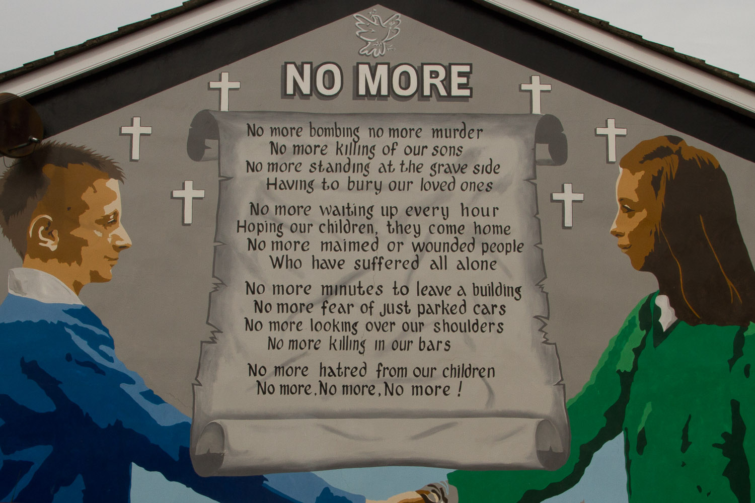 Mural con el poema No More, Belfast, Irlanda del Norte