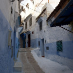 Casas azules en la medina de Chefchaouen, Marruecos