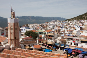 Vista de la ciudad desde la kasbah de Chefchaouen, Marruecos